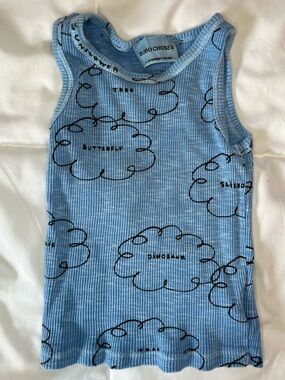 Bobo Choses Light Blue Cloud Print Ribbed Tank